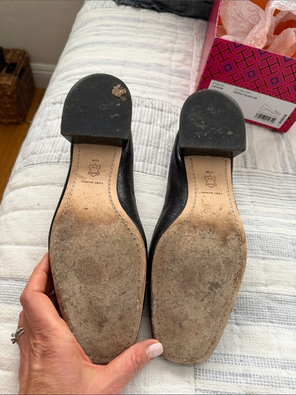Tory Burch Black Leather Georgia Pump, size 11